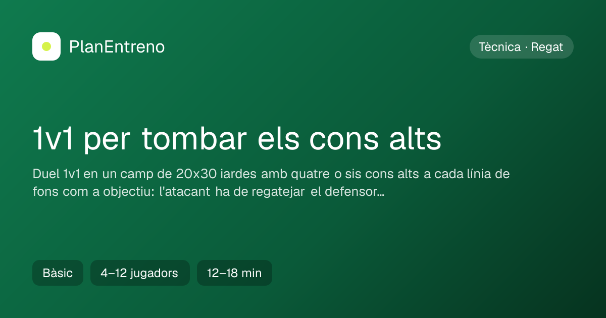 Diagrama de l'exercici 1v1 per tombar els cons alts
