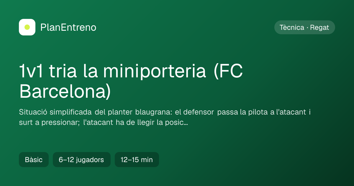 Diagrama de l'exercici 1v1 tria la miniporteria (FC Barcelona)