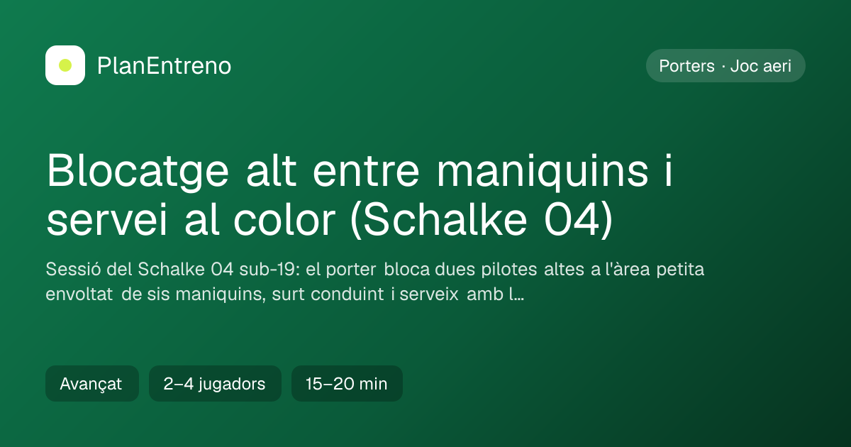 Diagrama de l'exercici Blocatge alt entre maniquins i servei al color (Schalke 04)