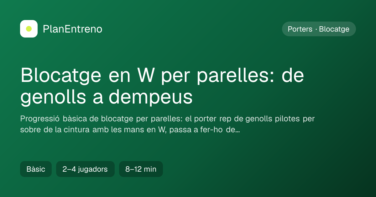 Diagrama de l'exercici Blocatge en W per parelles: de genolls a dempeus