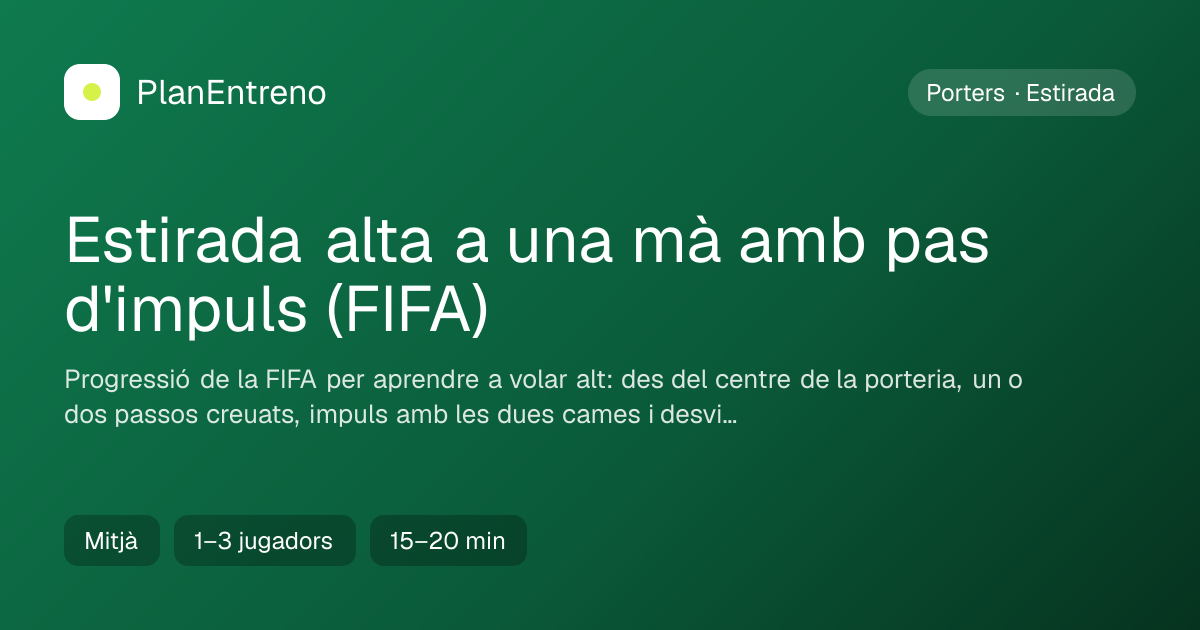 Diagrama de l'exercici Estirada alta a una mà amb pas d'impuls (FIFA)