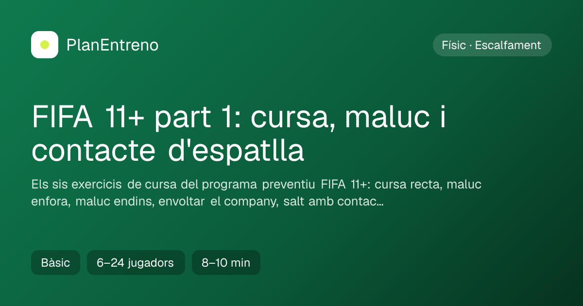 Diagrama de l'exercici FIFA 11+ part 1: cursa, maluc i contacte d'espatlla