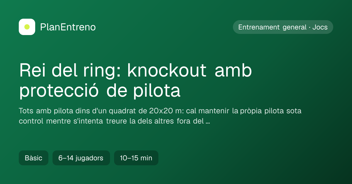 Diagrama de l'exercici Rei del ring: knockout amb protecció de pilota