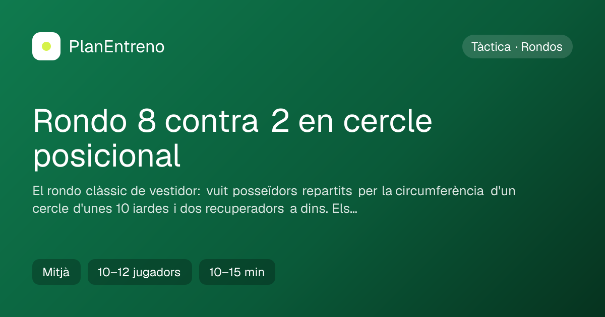 Diagrama de l'exercici Rondo 8 contra 2 en cercle posicional