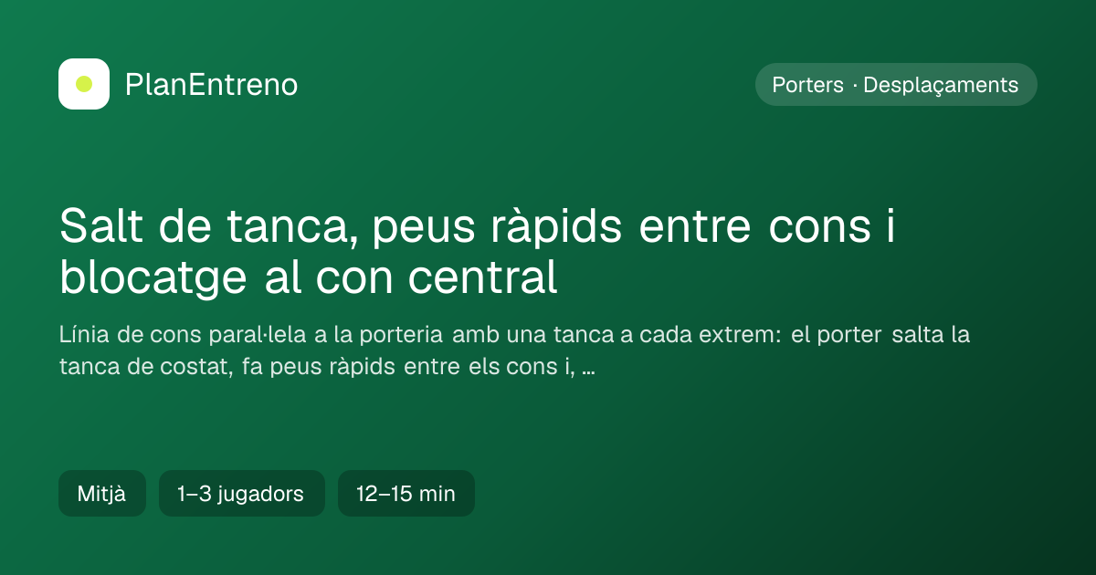 Diagrama de l'exercici Salt de tanca, peus ràpids entre cons i blocatge al con central