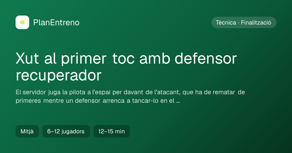 Diagrama de l'exercici Xut al primer toc amb defensor recuperador