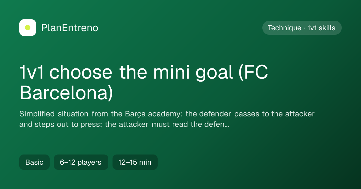 Diagram of the drill 1v1 choose the mini goal (FC Barcelona)