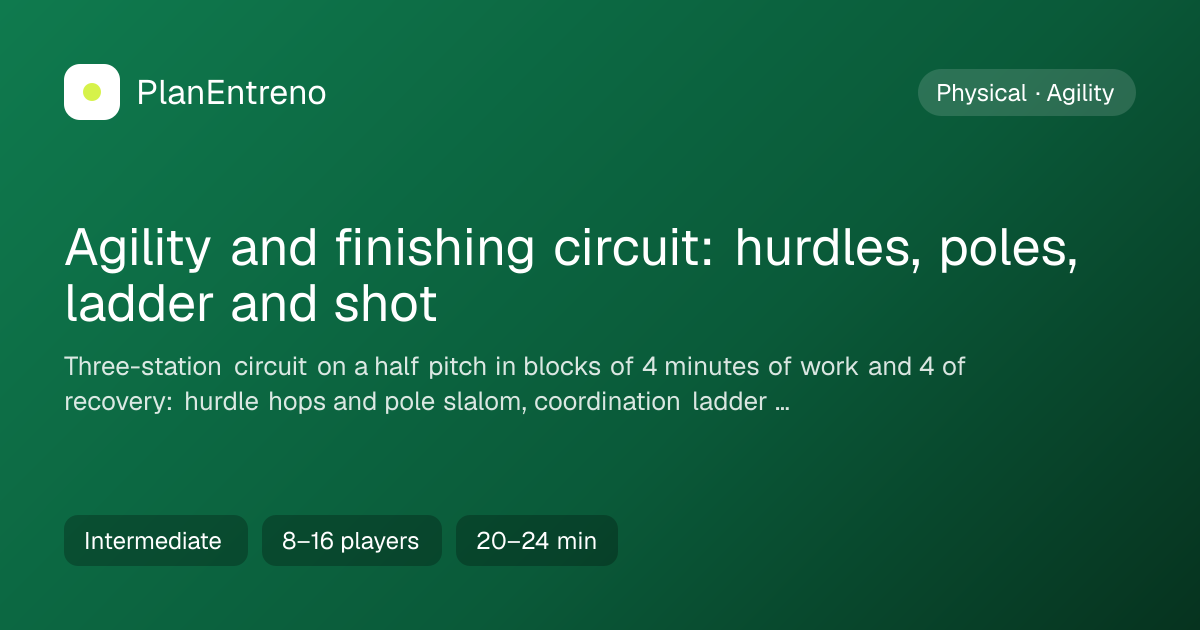 Diagram of the drill Agility and finishing circuit: hurdles, poles, ladder and shot