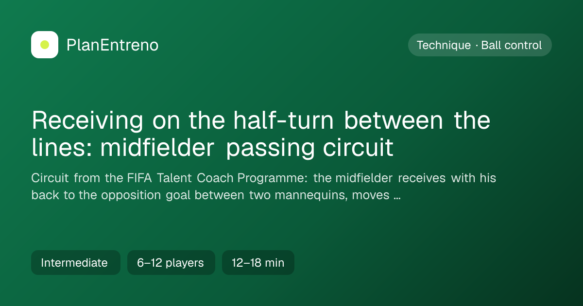 Diagram of the drill Receiving on the half-turn between the lines: midfielder passing circuit