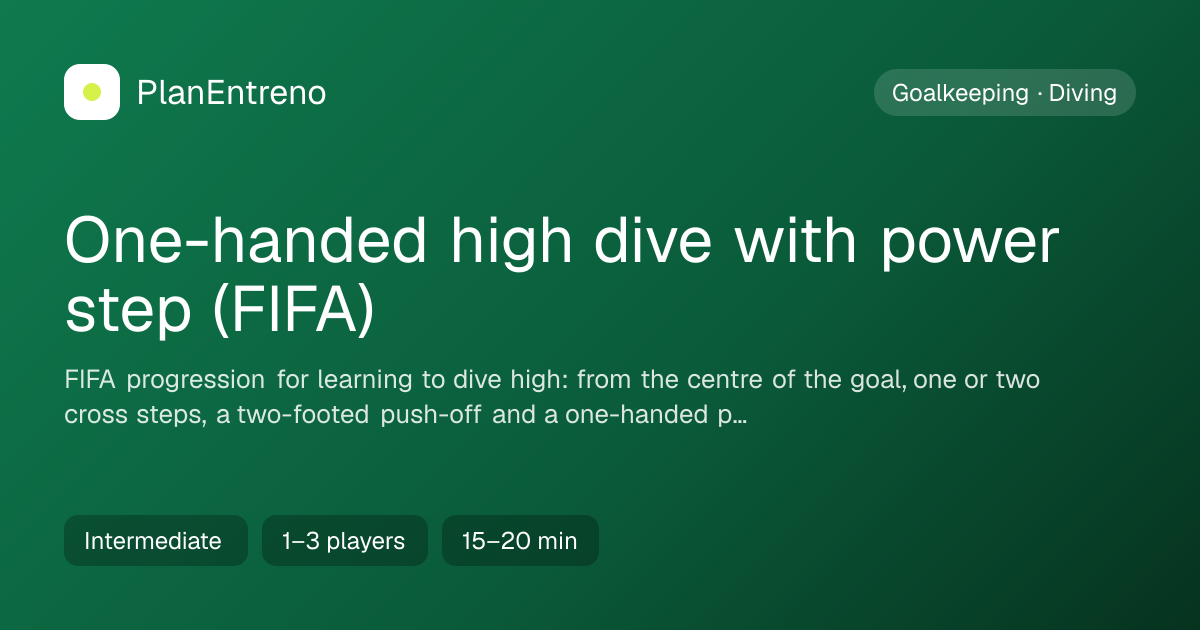 Diagram of the drill One-handed high dive with power step (FIFA)