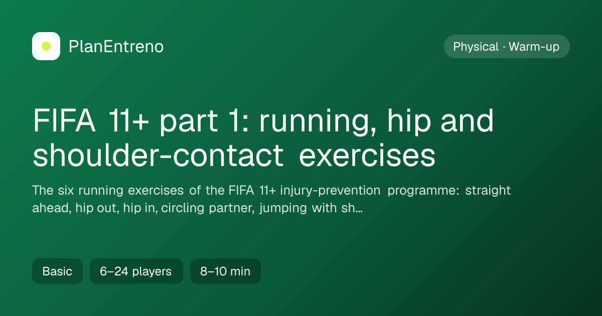 Diagram of the drill FIFA 11+ part 1: running, hip and shoulder-contact exercises