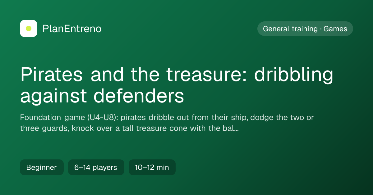 Diagram of the drill Pirates and the treasure: dribbling against defenders