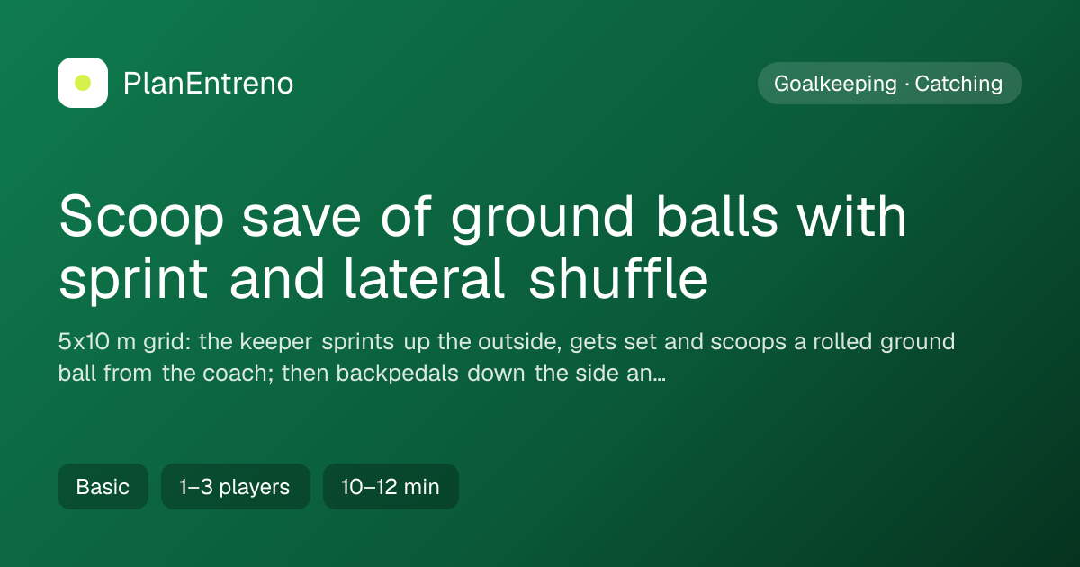 Diagram of the drill Scoop save of ground balls with sprint and lateral shuffle