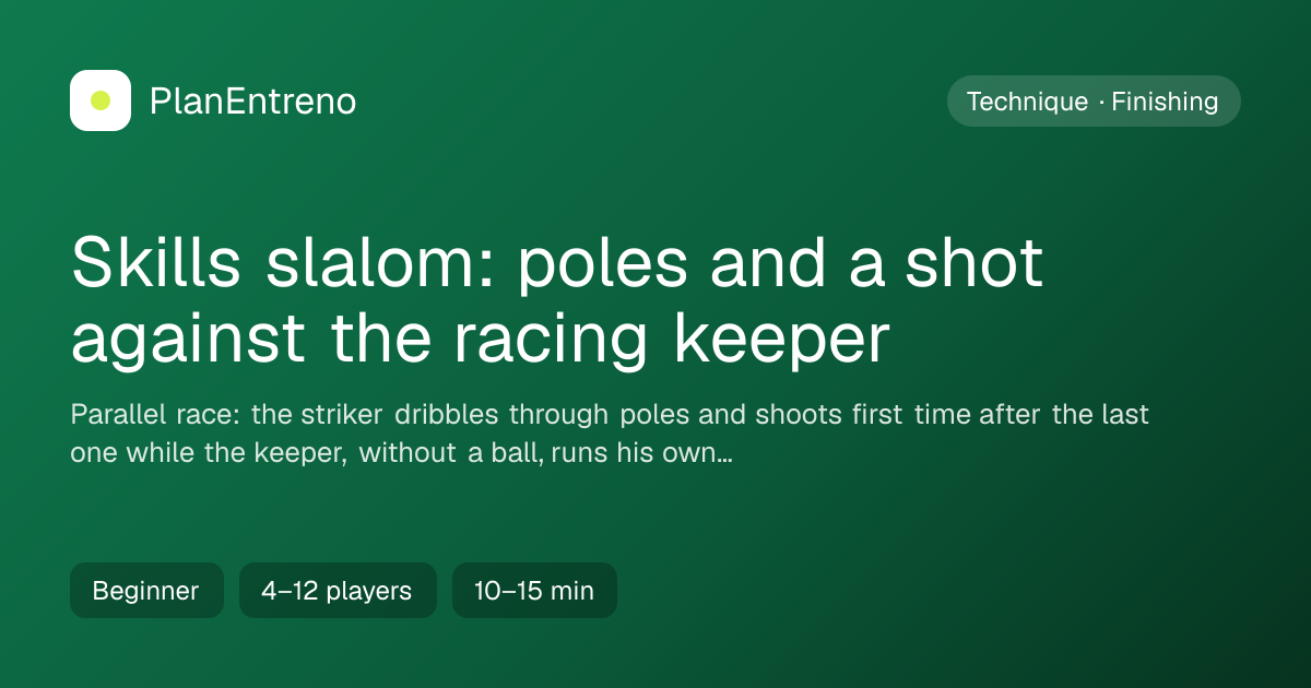 Diagram of the drill Skills slalom: poles and a shot against the racing keeper
