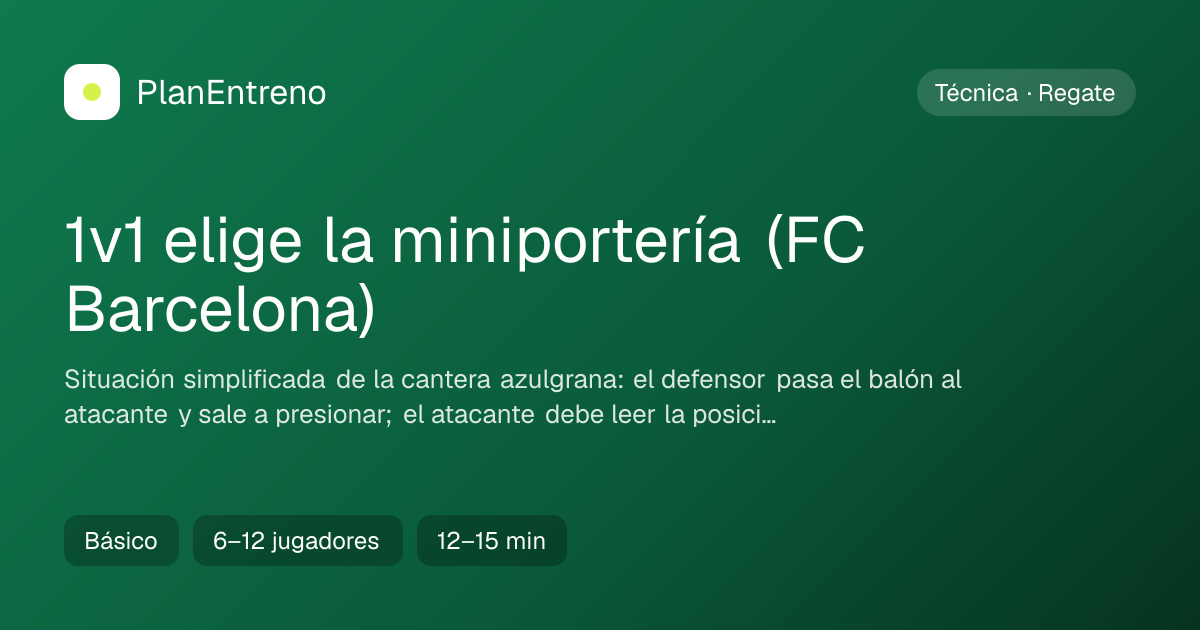 Diagrama del ejercicio 1v1 elige la miniportería (FC Barcelona)
