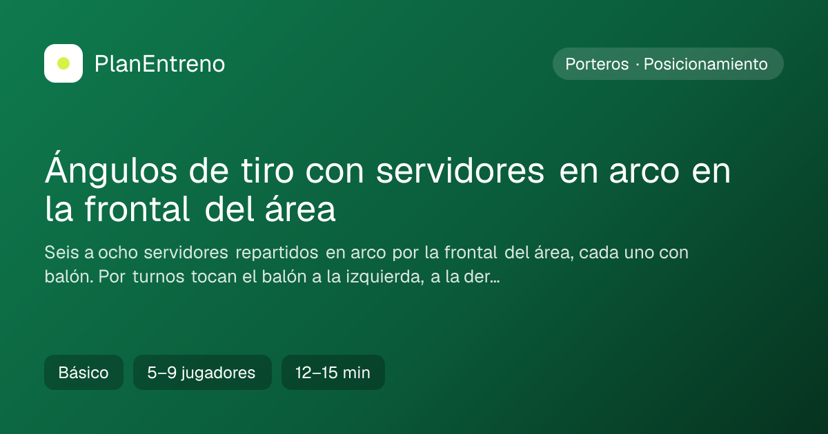 Diagrama del ejercicio Ángulos de tiro con servidores en arco en la frontal del área