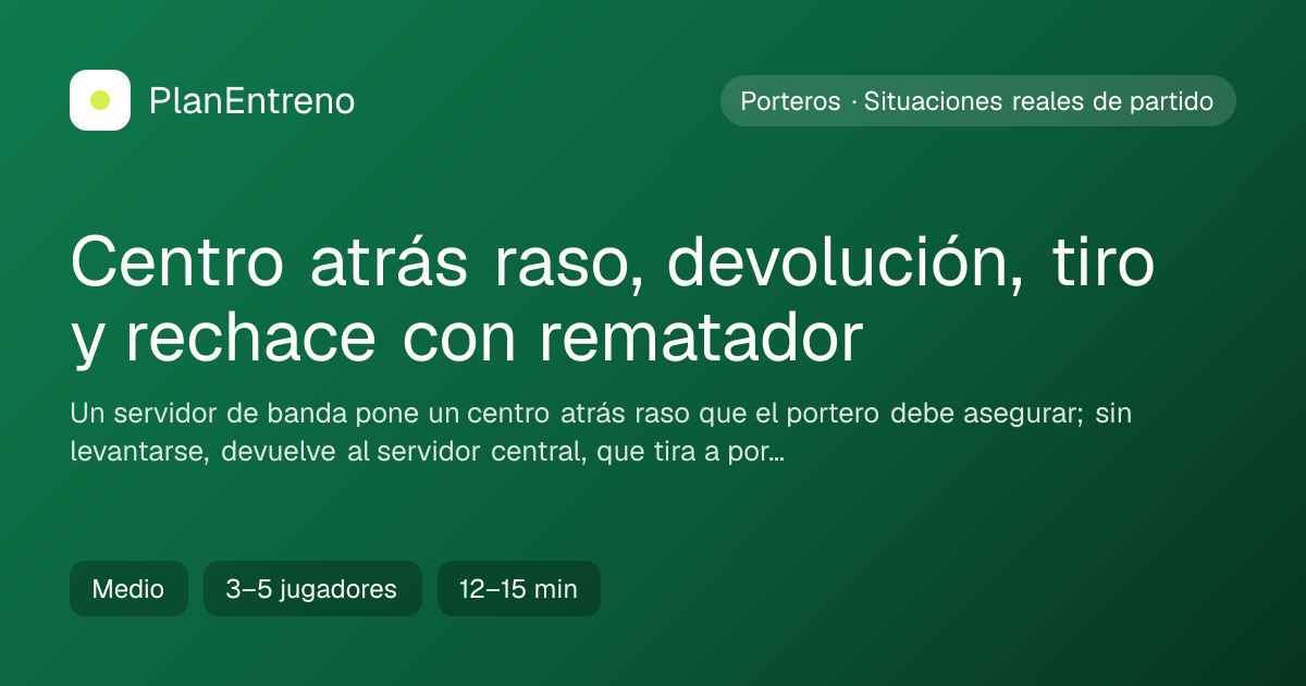 Diagrama del ejercicio Centro atrás raso, devolución, tiro y rechace con rematador