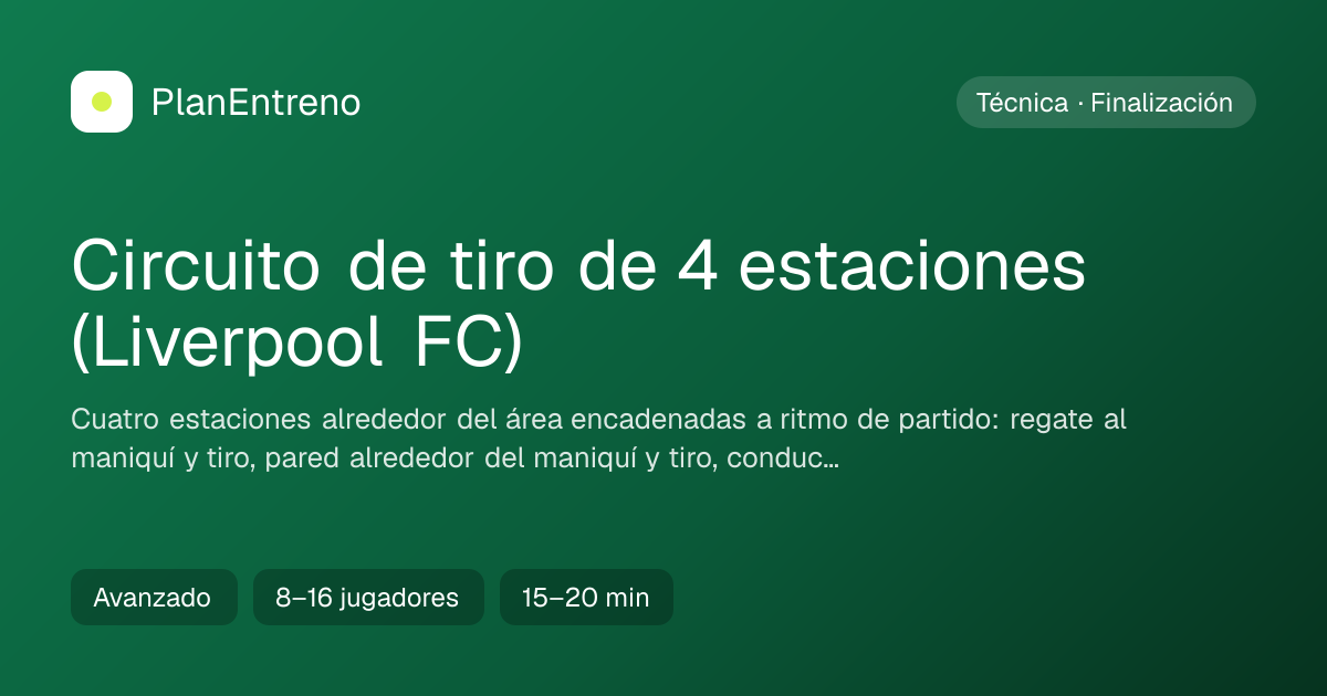 Diagrama del ejercicio Circuito de tiro de 4 estaciones (Liverpool FC)