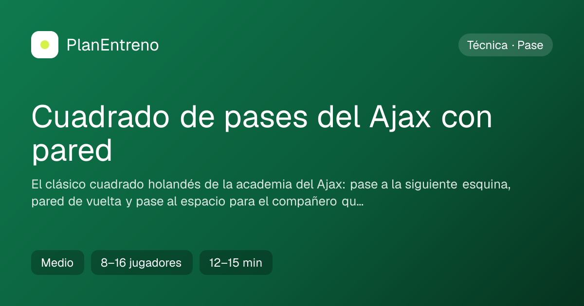 Diagrama del ejercicio Cuadrado de pases del Ajax con pared