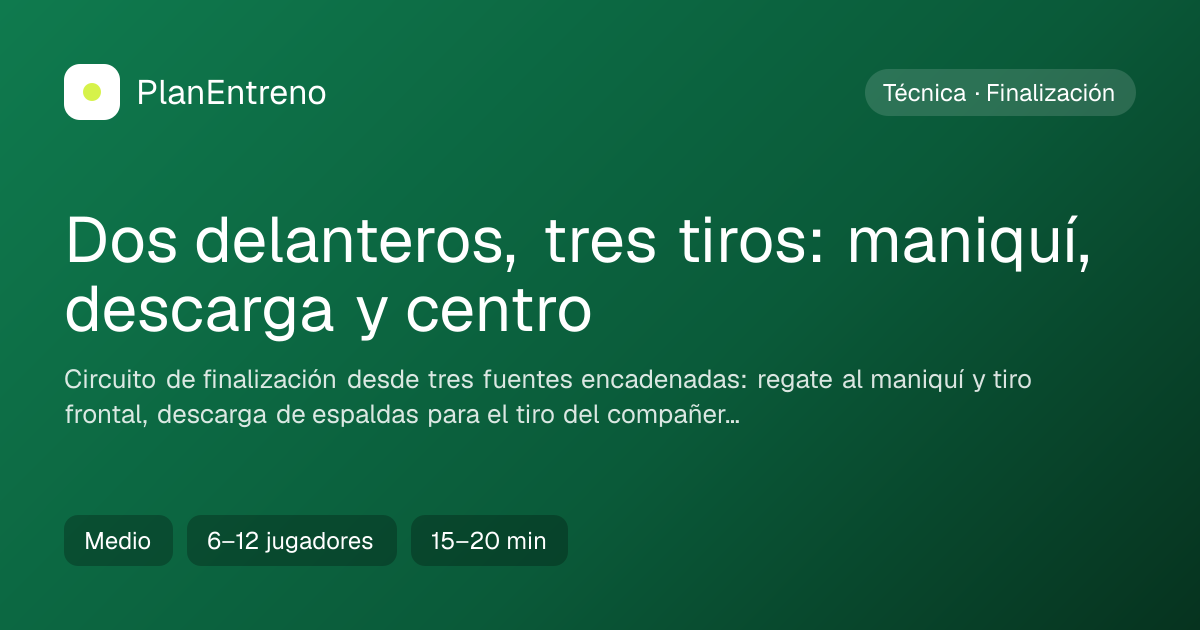 Diagrama del ejercicio Dos delanteros, tres tiros: maniquí, descarga y centro
