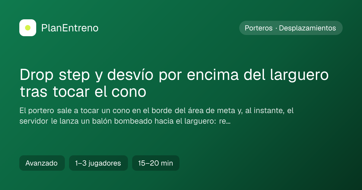 Diagrama del ejercicio Drop step y desvío por encima del larguero tras tocar el cono