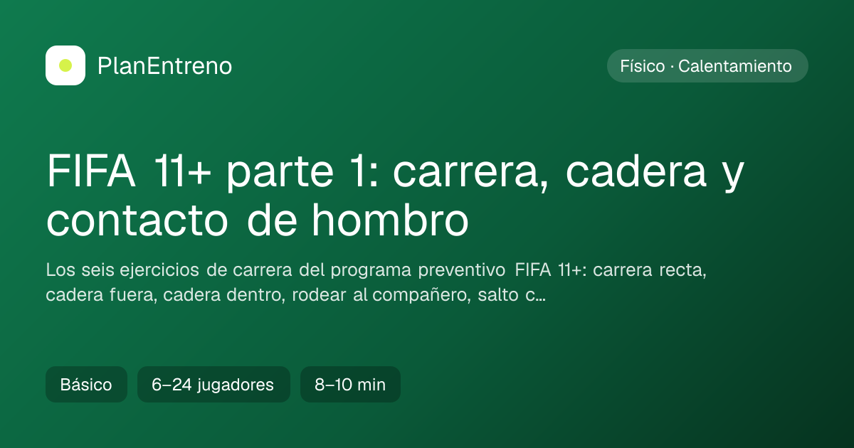 Diagrama del ejercicio FIFA 11+ parte 1: carrera, cadera y contacto de hombro