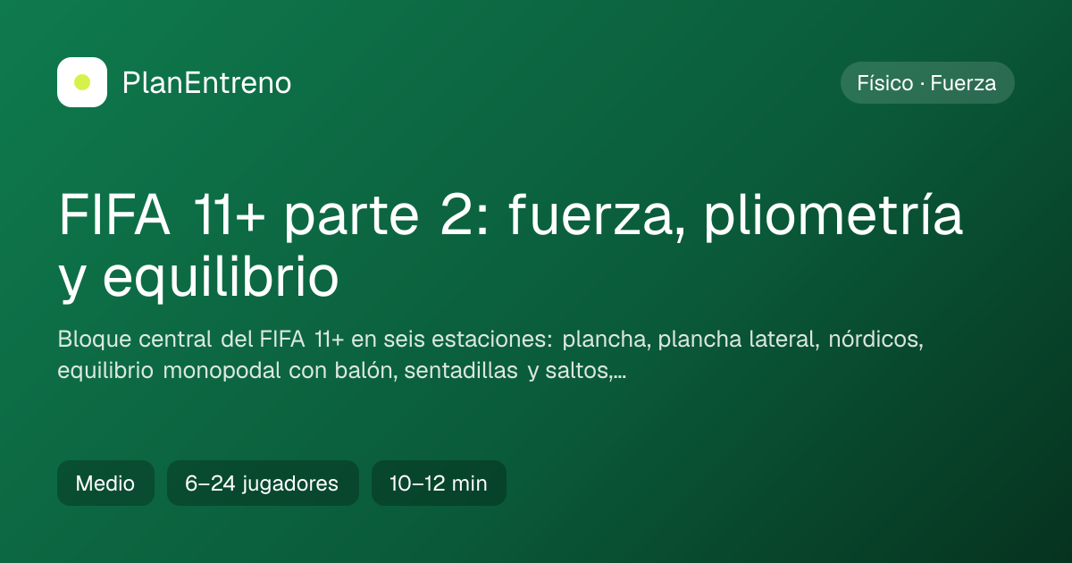 Diagrama del ejercicio FIFA 11+ parte 2: fuerza, pliometría y equilibrio
