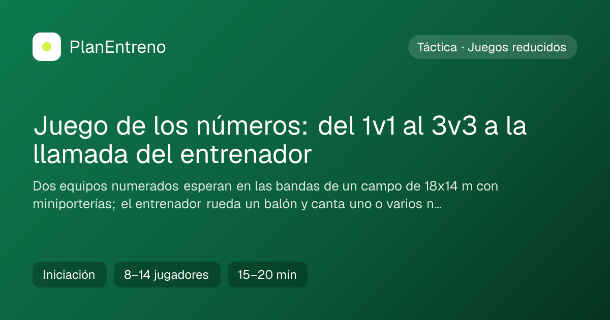 Diagrama del ejercicio Juego de los números: del 1v1 al 3v3 a la llamada del entrenador