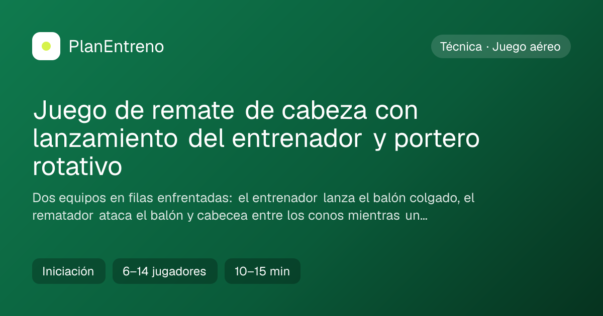 Diagrama del ejercicio Juego de remate de cabeza con lanzamiento del entrenador y portero rotativo