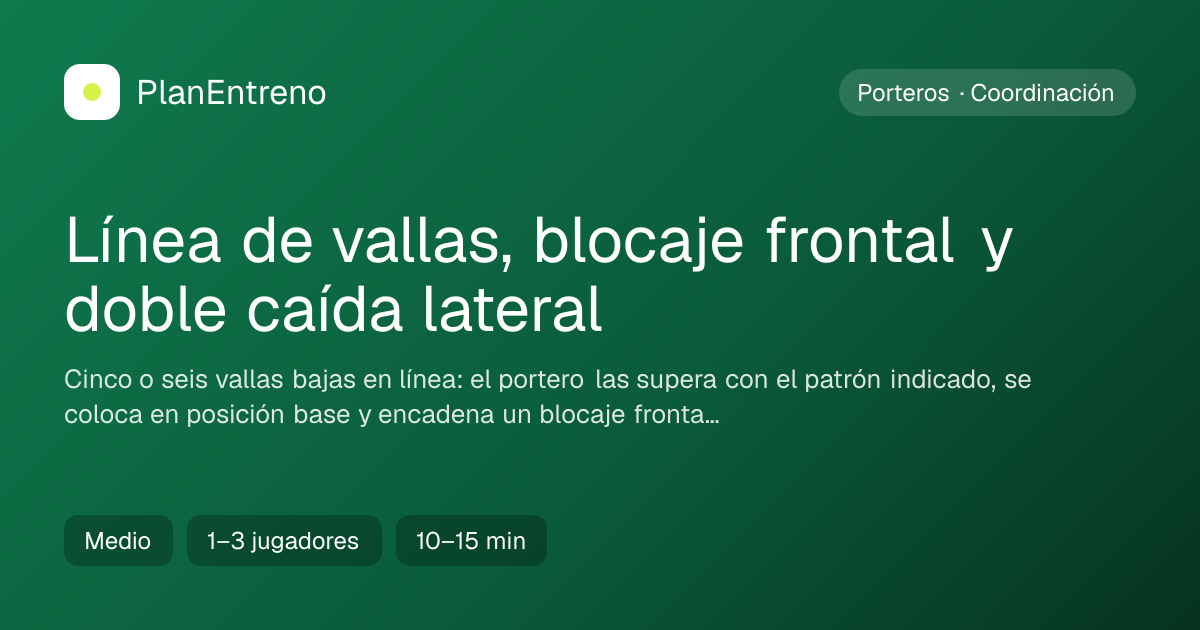 Diagrama del ejercicio Línea de vallas, blocaje frontal y doble caída lateral