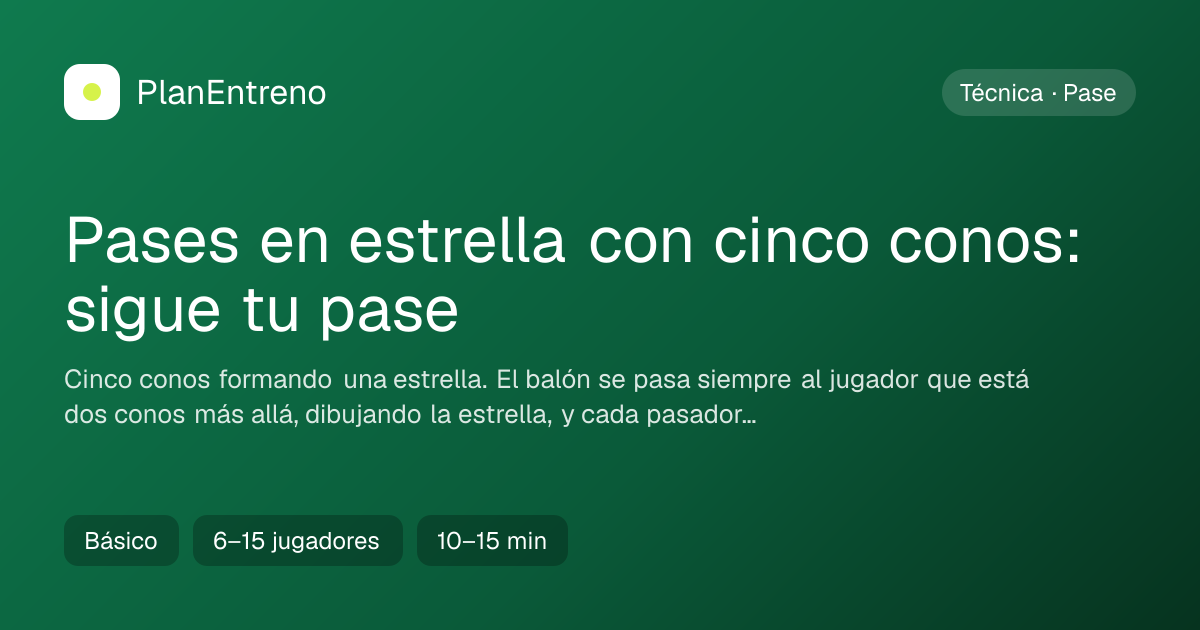 Diagrama del ejercicio Pases en estrella con cinco conos: sigue tu pase