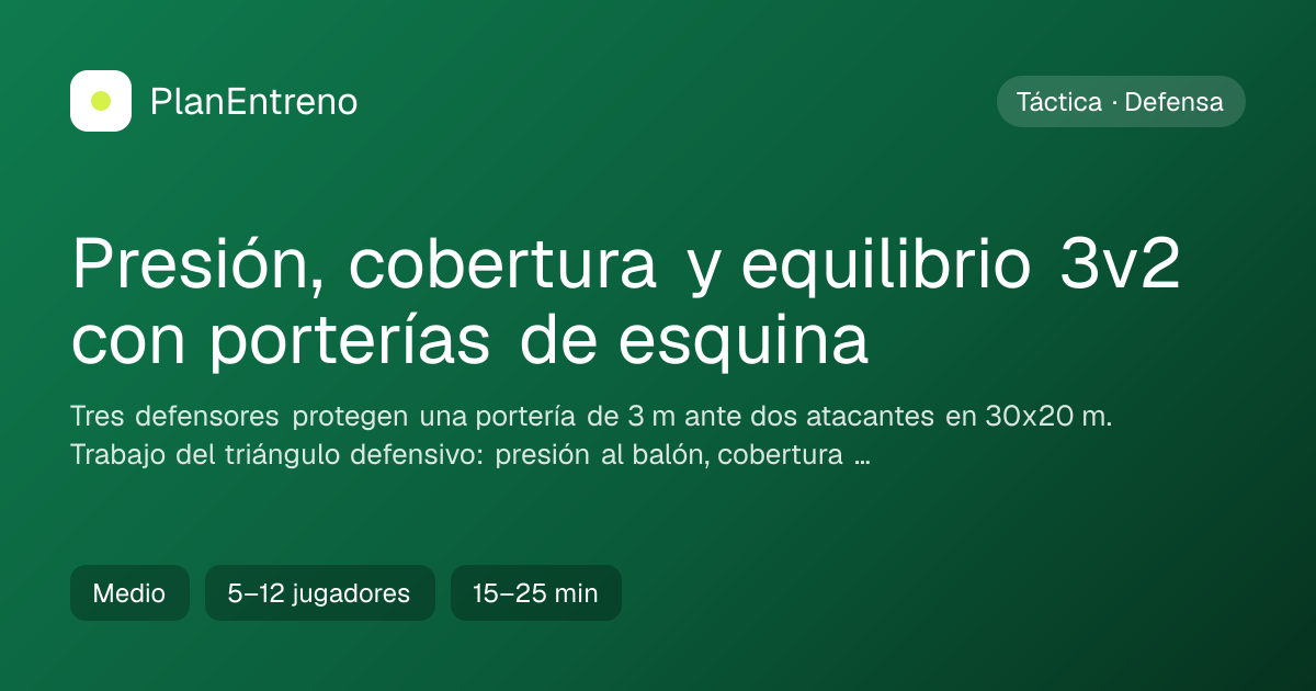 Diagrama del ejercicio Presión, cobertura y equilibrio 3v2 con porterías de esquina