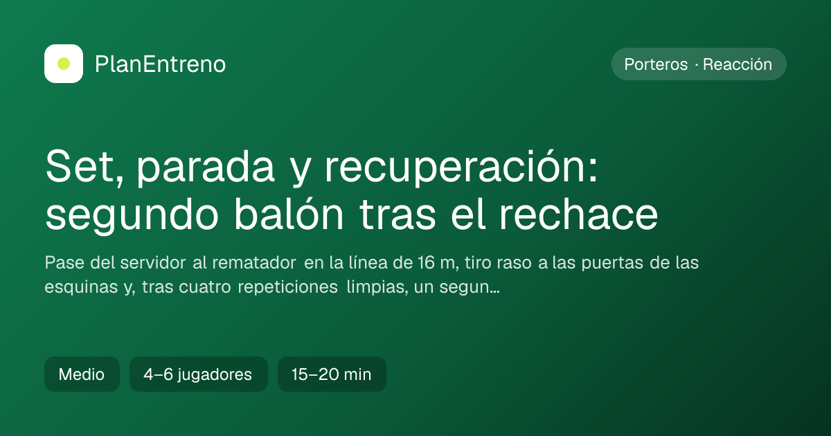 Diagrama del ejercicio Set, parada y recuperación: segundo balón tras el rechace