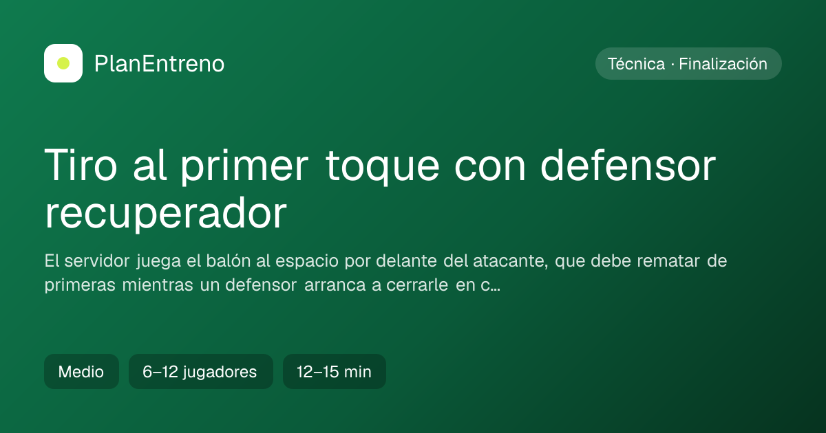 Diagrama del ejercicio Tiro al primer toque con defensor recuperador